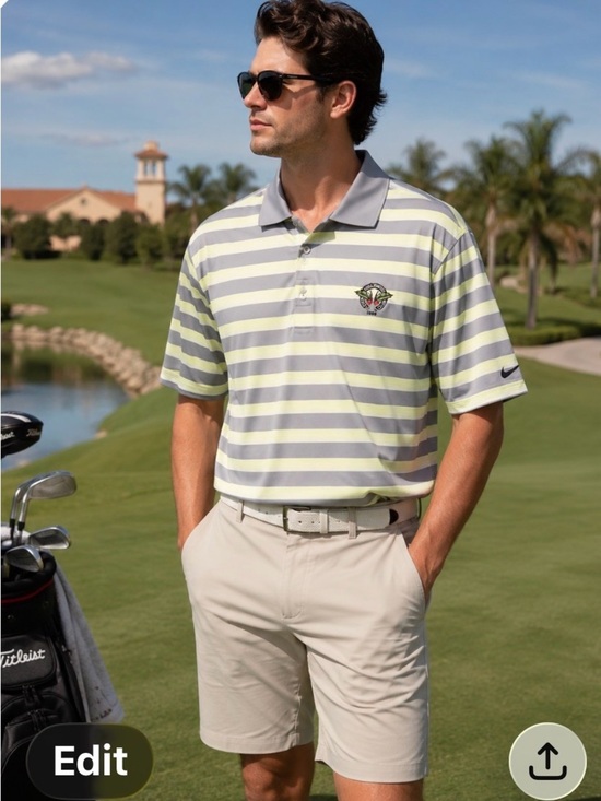 Nike Other - Nike Striped Golf Polo Shirt‎ - Gray & Light Green